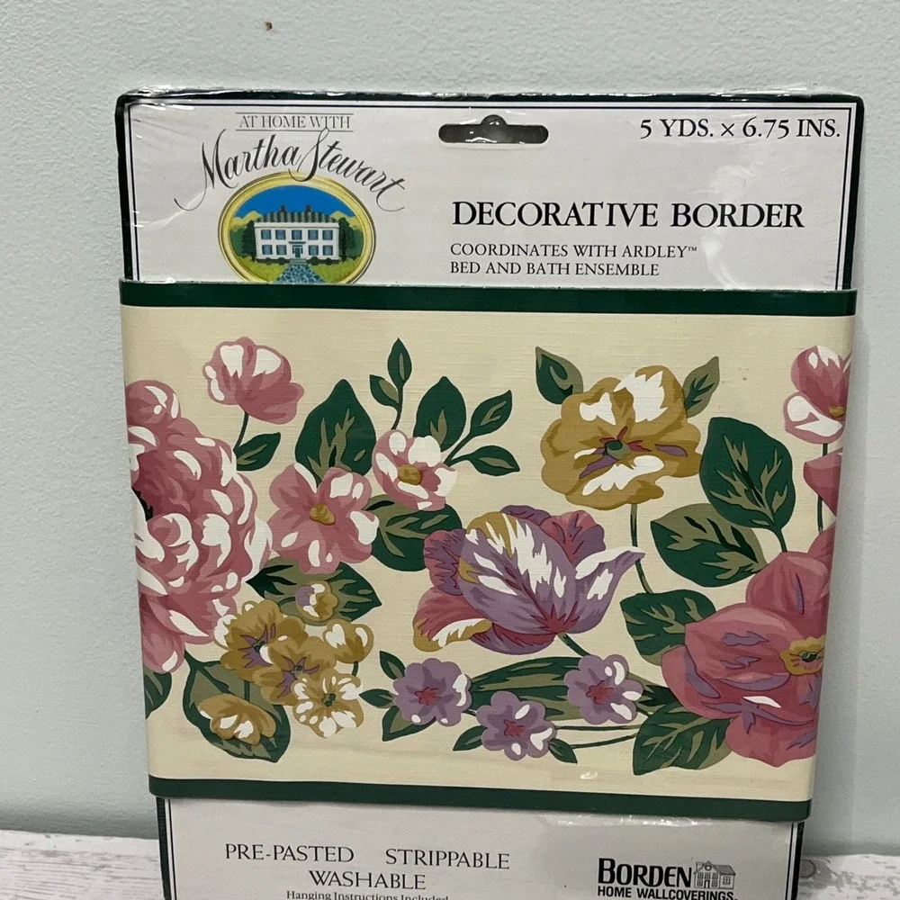 Martha‎ Stewart Floral Wallpaper Border 3 Rolls Ardley Pink Purple Gold 15yd NEW